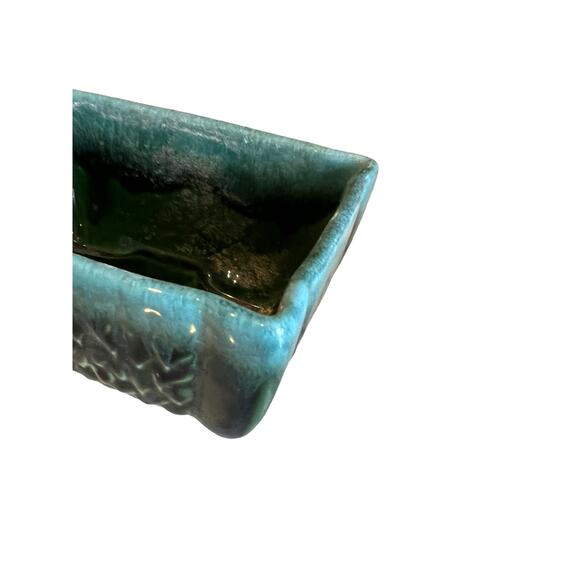 Vintage Ungemach Pottery Co Low Emerald Green Rectangular Planter Pot - Picture 5 of 8